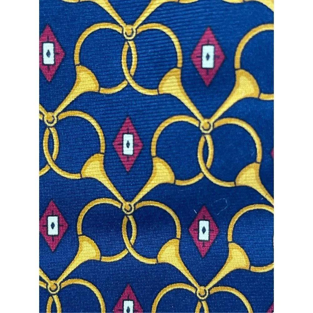 Paolo‎ Gucci Tie Silk Men Blue Gold Horns
